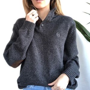 Knit Chaps Sweater with Elbow Patches